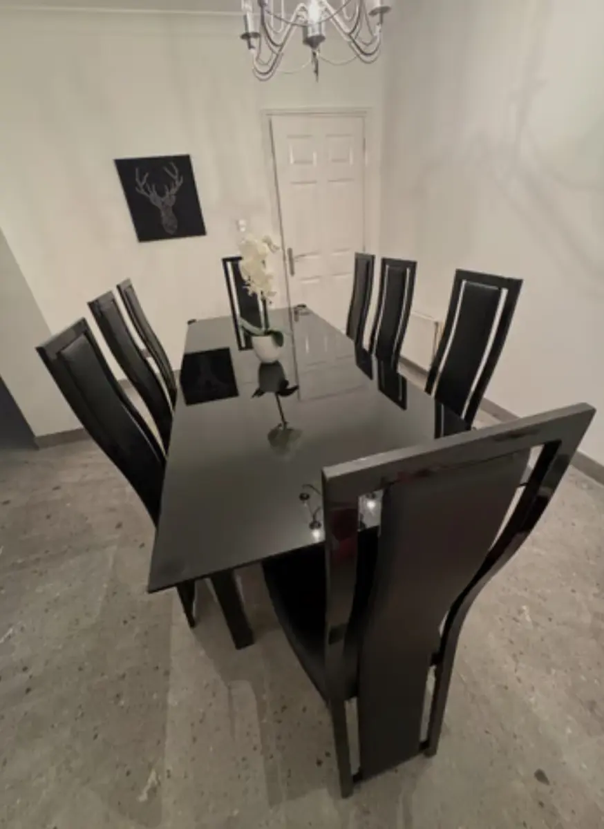 Black Glass rectangular extending dining tables an
